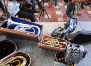 Donated instruments Central College collected for the orchestra last year.