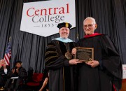 Mark Putnam, Central College president, and Arthur Bosch, professor emeritus of chemistry, at the 2013 Central College Commencement.