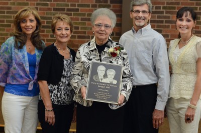Melinda Vermeer Papadeas, Nancy Vermeer, Michael Vermeer and Luann Vermeer De Haan stand with their mother Bernice at the dedication ceremony.